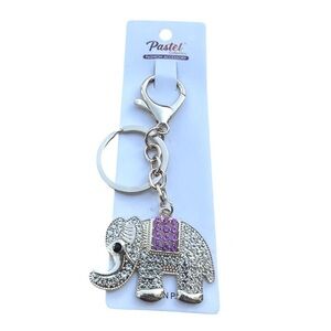 3/$25 Pastel Sparkle.Collection Jeweled Gold Purple Elephant Keychain Bag Charm